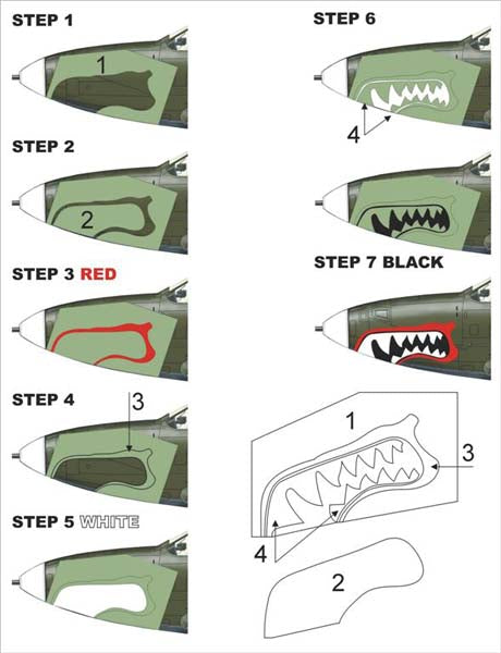 Bell P-400/P-39 Airacobra (canopy frame paint masks (inside and outside)) + insignia and markings masks (designed to be used with Special Hobby kits)[P-39D P-39Q]