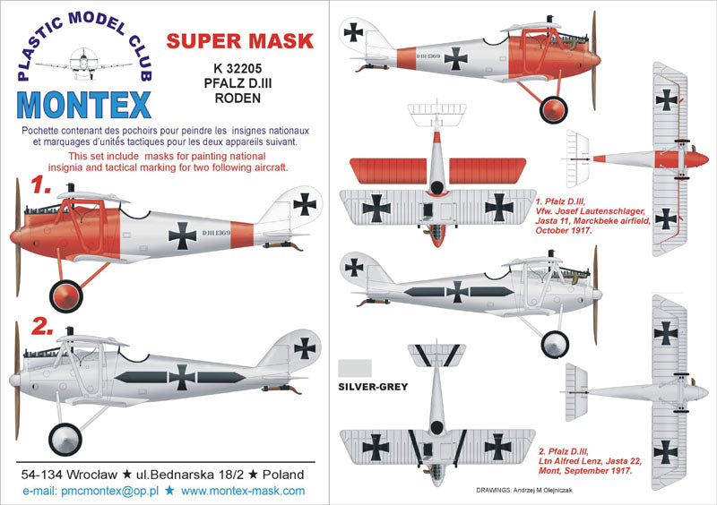 Pfalz D.III insignia and markings masks (designed to be used with Roden kits) [Pfalz D.IIIA]