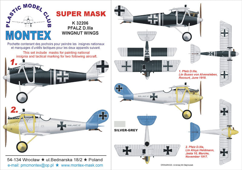 PFALZ D.IIIa 2 insignia masks (designed to be used with WINGNUT WINGS kits)