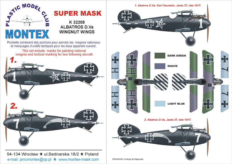 Albatros D.VA insignia and markings masks (designed to be used with WINGNUT WINGS kits)