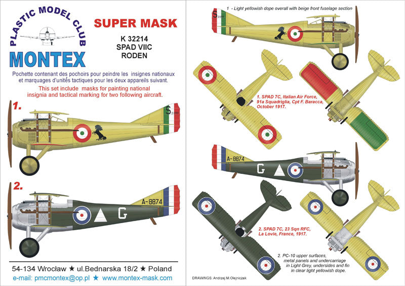 Spad VIIC.1 2 insignia masks (designed to be used with Roden kits)