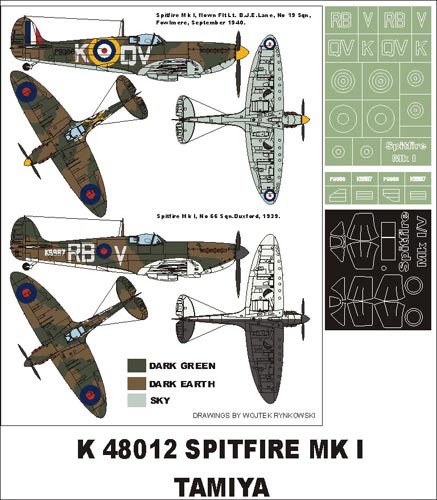 Supermarine Spitfire Mk.I 1 canopy mask (exterior) insignia and markings masks (designed to be used with Tamiya kits)