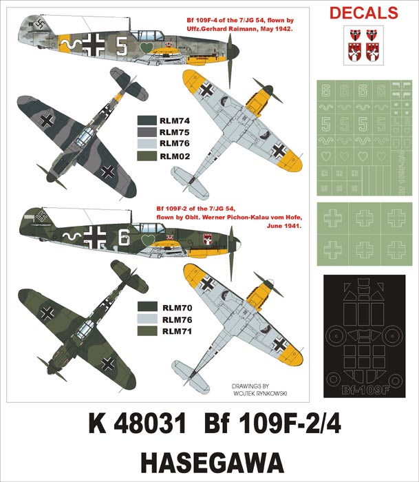 Messerschmitt Bf-109F-2/4 1 canopy mask (exterior) insignia and markings masks + decals (designed to be used with Hasegawa kits)