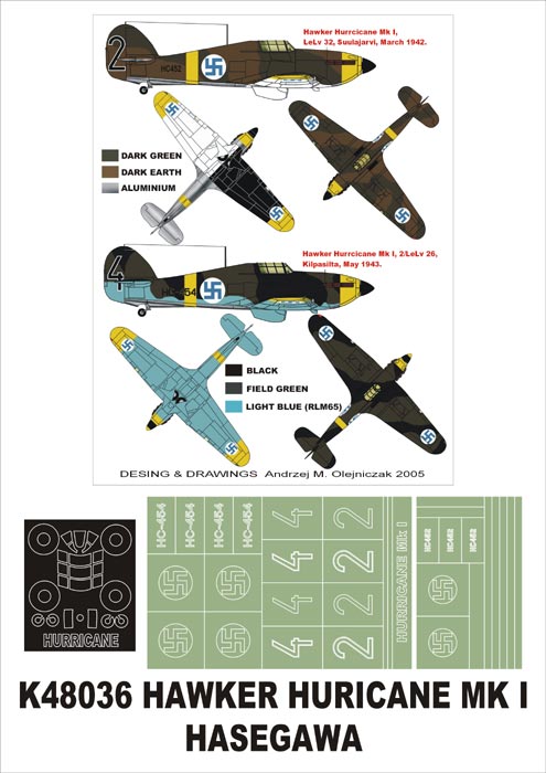 Hawker Hurricane Mk.I 1 canopy mask (exterior) insignia and markings masks (designed to be used with Hasegawa kits)