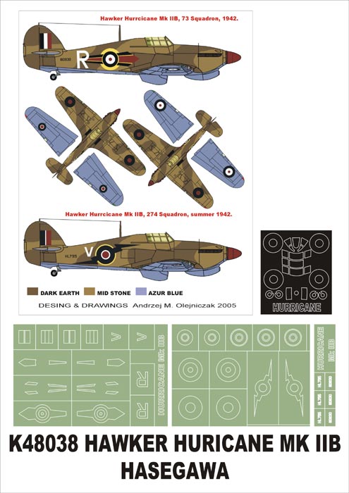 Hawker Hurricane Mk.IIB 1 canopy mask (exterior) insignia and markings masks (designed to be used with Hasegawa kits)