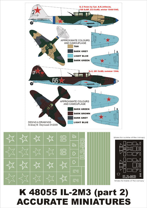 Ilyushin Il-2M3 (canopy frame paint masks (inside and outside)) insignia and markings masks (designed to be used with Acc.M. kits)