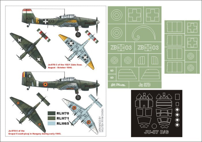 Junkers Ju-87D 'Stuka' (canopy frame paint masks (inside and outside)) + 2 national insignia masks (designed to be used with Hasegawa kits) [Ju-87D-1/D-3 Ju-87D-4 Ju-87D-5 Ju-87D-8]