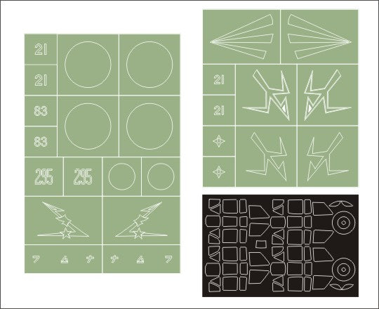 Kawasaki Ki-61 Hien canopy frame paint masks (inside and outside) insignia and markings masks (designed to be used with Hasegawa kits)