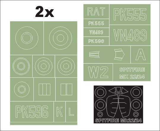 Supermarine Spitfire Mk.22/24 1 canopy frame paint masks (outside only) insignia and markings masks (designed to be used with Matchbox and Revell kits)[Mk.24]