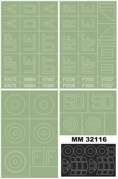Hawker Hurricane Mk.I METAL WINGS canopy frame paint masks (inside and outside) + insignia and markings masks (designed to be used with Pacific Coast Models kits)