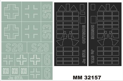 Junkers Ju-87A 'Stuka' 2 canopy frame paint mask (inside & outside) + insignia and markings masks (designed to be used with Trumpeter TU03213 kits)