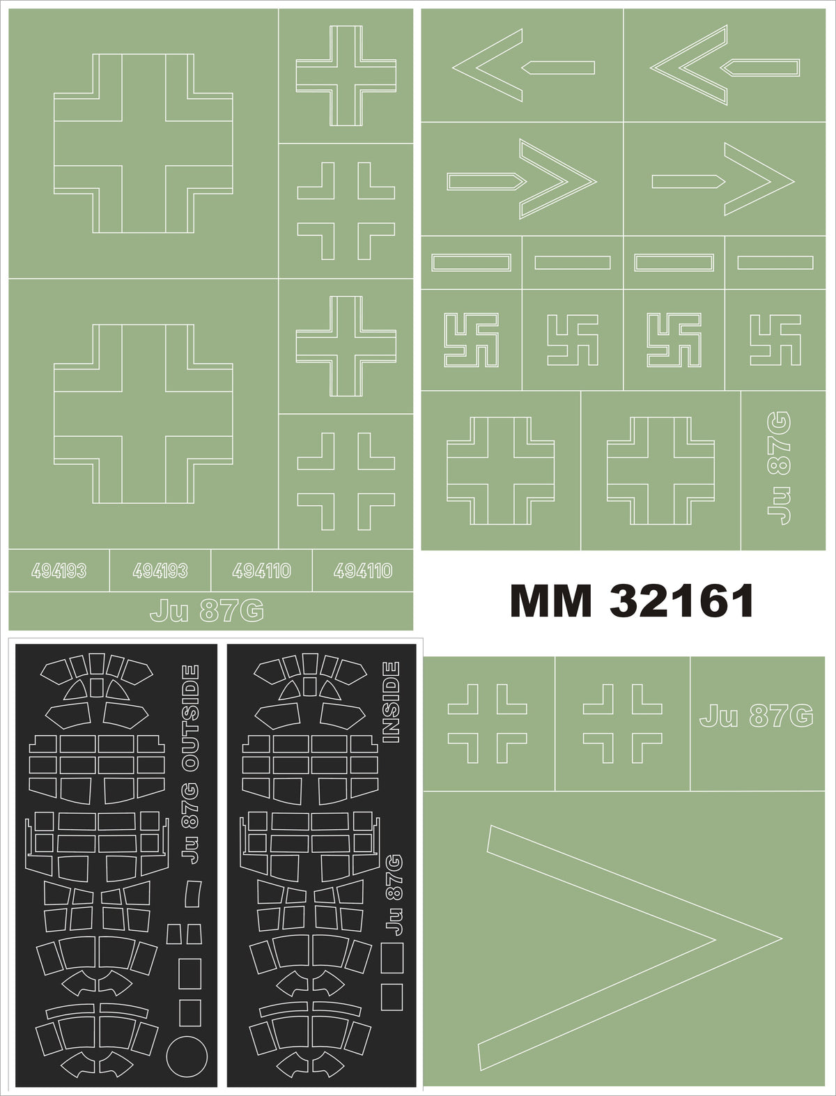 Junkers Ju-87G-2 'Stuka' (designed to be used with Trumpeter kits)	 TU03218	 2 canopy frame paint mask (inside & outside) + insignia and markings masks