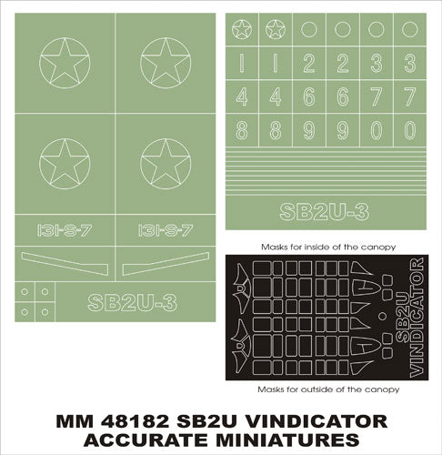 Vought SB2U Vindicator canopy frame paint masks (inside and outside) insignia and markings masks (designed to be used with Accurate Miniatures kits)