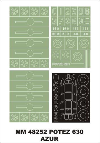 Potez 631 1canopy frame paint masks (outside only) + insignia and markings masks (designed to be used with Azur kits)