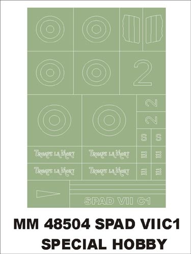 Spad VIIC.1 insignia and markings masks (designed to be used with Special Hobby kits)