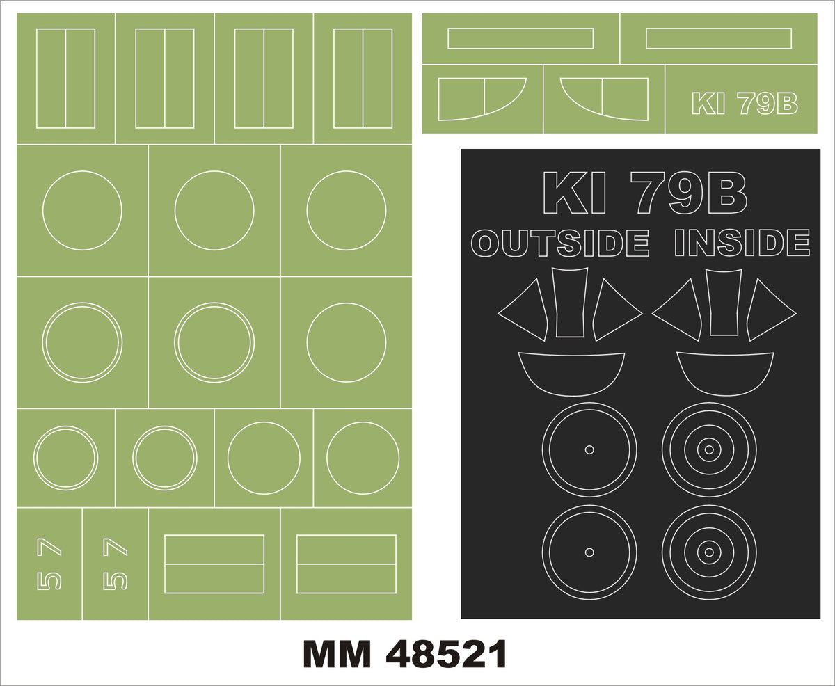Manshu Ki-79B 2 canopy frame paint mask (inside & outside) + 2 insignia masks (designed to be used with RS Models kits)