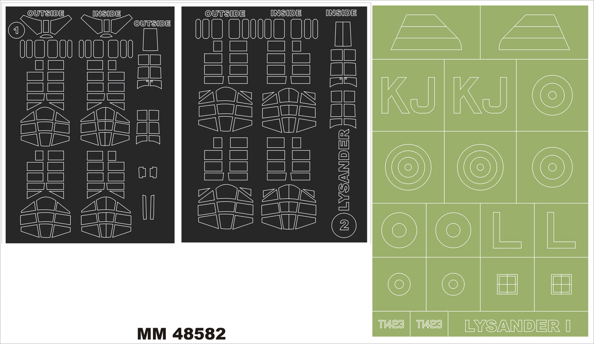 Westland Lysander Mk.I/Mk.III 2 canopy masks (outside & inside) + 1 insignia masks (designed to be used with Airfix kits)