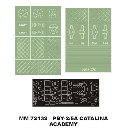 Consolidated PBY-2/5A 1 canopy frame paint masks (outside only) insignia and markings masks (designed to be used with Academy kits)