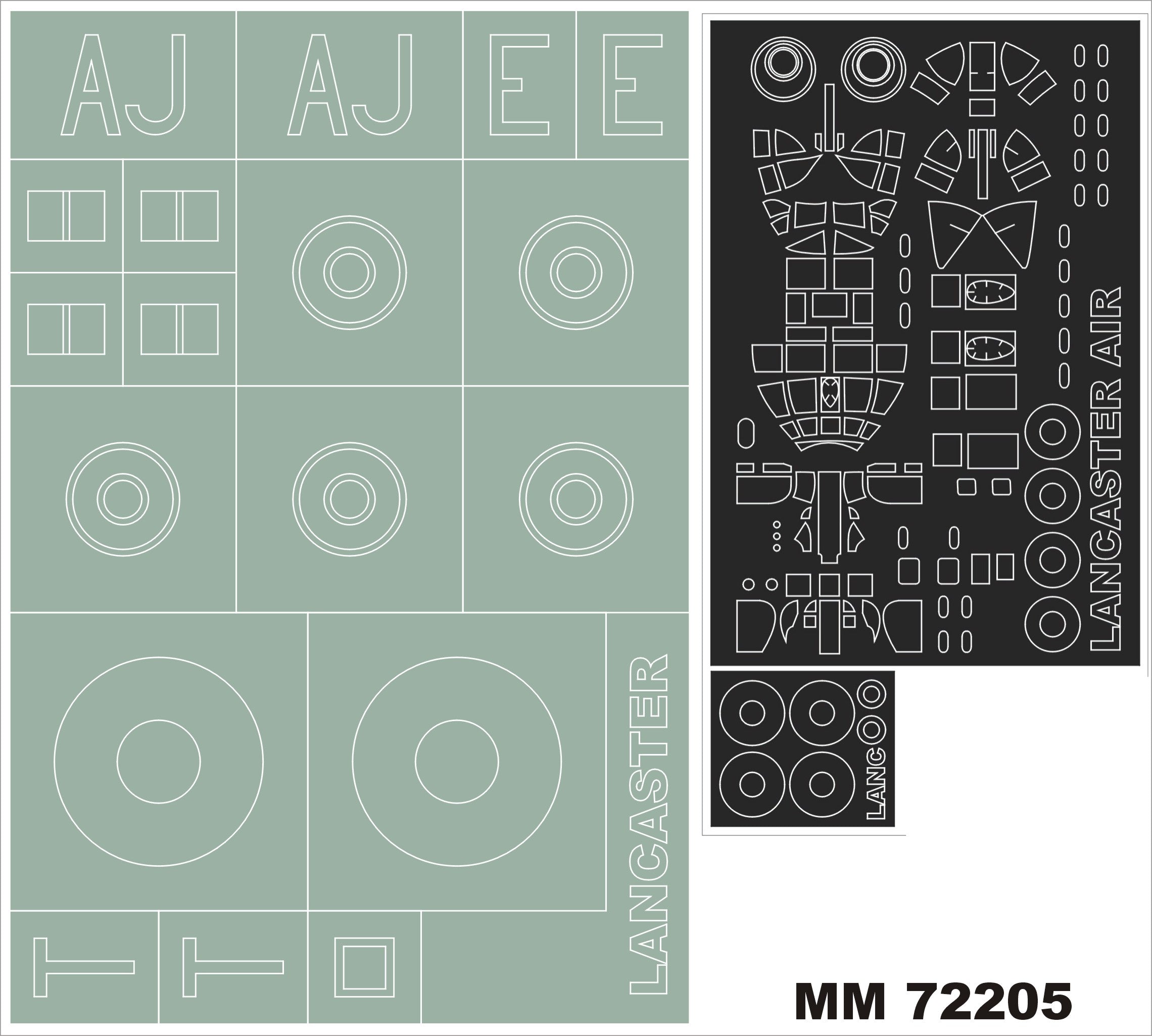 Avro Lancaster B.I/III 'Dambuster' 1 canopy frame paint masks (outside only) + insignia and markings masks (designed to be used with Airfix kits)