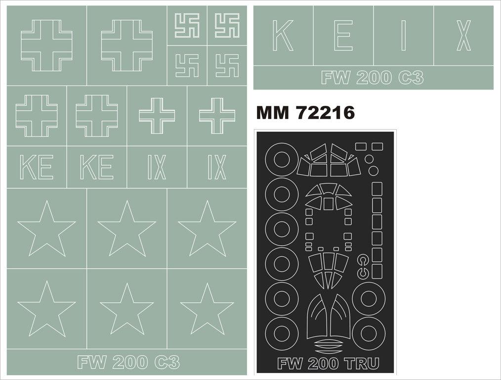 Focke-Wulf Fw-200C-3 1 canopy frame paint masks (outside only) insignia and markings masks (designed to be used with Trumpeter kits) [Fw-200C-3/Fw-200C-8/Fw-200C-9]