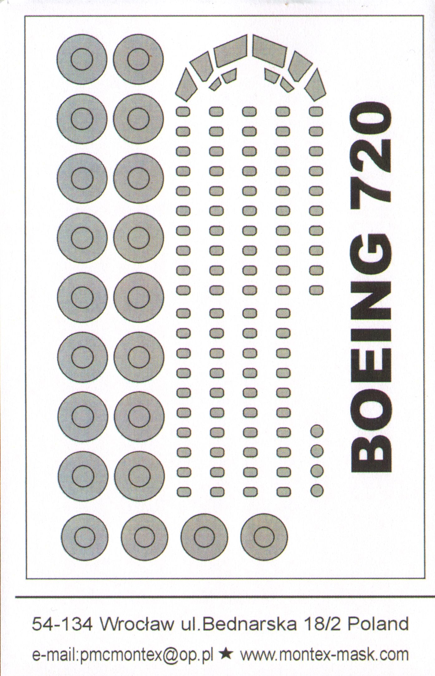 Boeing 720B (outside only canopy masks) (designed to be used with Roden kits)