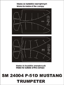 North-American P-51D Mustang canopy frame paint masks (inside and outside) (designed to be used with Trumpeter kits)