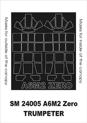 Mitsubishi A6M2b Model 21 Zero canopy frame paint masks (inside and outside) (designed to be used with Trumpeter kits)