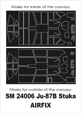 Junkers Ju-87B 'Stuka' canopy frame paint masks (inside and outside) (designed to be used with Airfix kits)