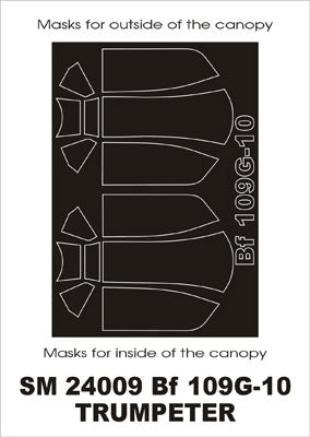 Messerschmitt Bf-109G-10 canopy frame paint masks (inside and outside) (designed to be used with Trumpeter kits)