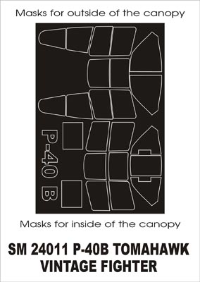 Curtiss P-40B Tomahawk canopy frame paint masks (inside and outside) (designed to be used with Vintage kits)