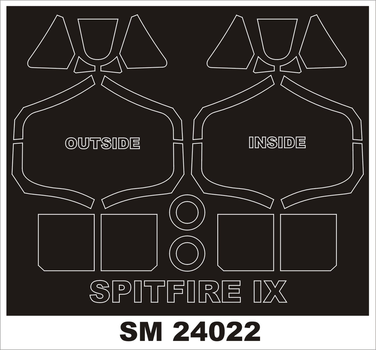 Supermarine SPITFIRE Mk.IXc (designed to be used with Airfix kits) canopy frame paint mask (inside & outside)