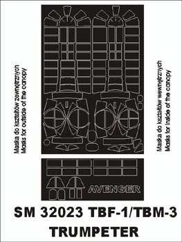 Grumman TBF/TBM Avenger canopy frame paint masks (inside and outside) (designed to be used with Trumpeter kits)