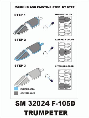 Republic F-105D canopy frame paint masks (inside and outside) (designed to be used with Trumpeter kits)