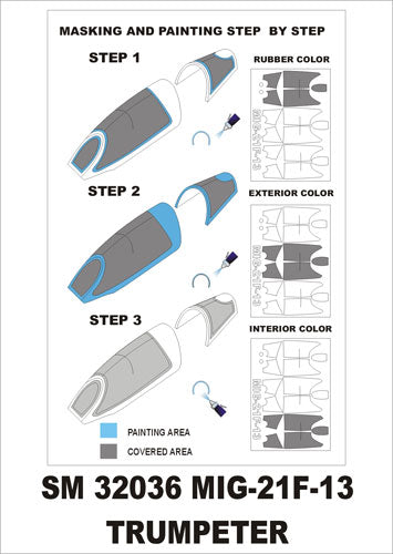 Mikoyan MiG-21F13 canopy frame paint masks (inside and outside) (designed to be used with Trumpeter kits)