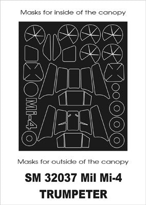 Mil Mi-4A Hound A Helicopter canopy frame paint masks (inside and outside) (designed to be used with Trumpeter kits)