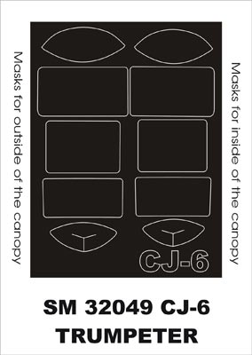 Nanchang CJ-6 canopy frame paint masks (inside and outside) (designed to be used with Trumpeter kits)