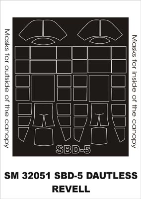 Douglas SBD-4/5 Dauntless canopy frame paint masks (inside and outside) (designed to be used with Matchbox and Revell kits)[SBD-5]