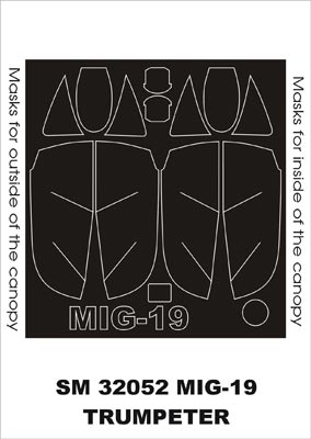 Mikoyan MiG-19 canopy frame paint masks (inside and outside) (designed to be used with Trumpeter kits)