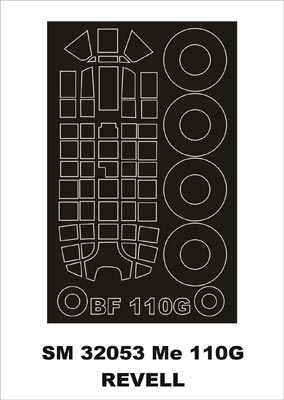 Messerschmitt Bf-110G canopy frame paint mask (outside only) (designed to be used with Revell kits)