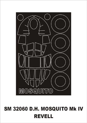 de Havilland Mosquito Mk.IV canopy frame paint mask (outside only) (designed to be used with Revell kits)