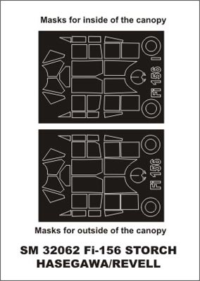 Fieseler Fi-156C 'Storch' canopy frame paint masks (inside and outside) (designed to be used with Hasegawa/Revell kits)