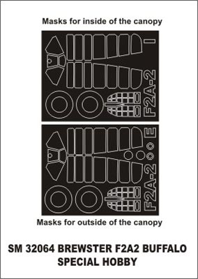 Brewster F2A-2 Buffalo canopy frame paint masks (inside and outside) (designed to be used with Czech Model and Special Hobby kits) [B-239 B-339E F2A-2 F2A-3 Mk.I]