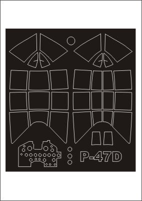 Republic P-47D Thunderbolt 'Razorback' canopy frame paint masks (inside and outside) (designed to be used with Trumpeter kits)
