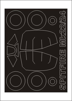 Supermarine Spitfire Mk.22/24 canopy frame paint mask (outside only) (designed to be used with Matchbox and Revell kits)