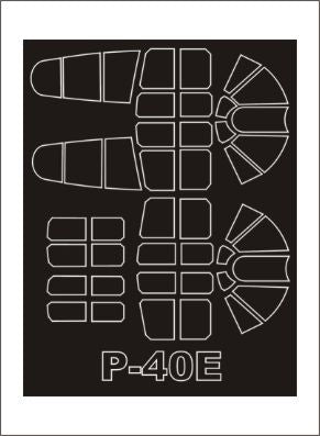 Curtiss P-40E Kittyhawk canopy frame paint masks (inside and outside) (designed to be used with Hasegawa kits)