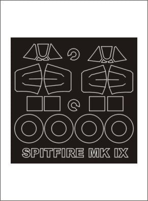 Supermarine Spitfire Mk.IX canopy frame paint masks (inside and outside) (designed to be used with Pacific Coast Models kits)