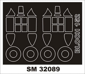 Marcel-Bloch MB.152C1 canopy frame paint masks (inside and outside) (designed to be used with Azur kits)