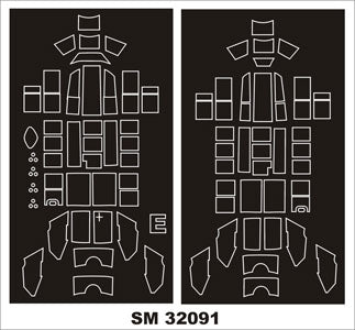 Messerschmitt Bf-110C canopy frame paint masks (inside and outside) (designed to be used with Dragon kits)