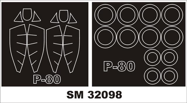 Lockheed P-80 Shooting Star canopy frame paint masks (inside and outside) (designed to be used with Czech Model kits)