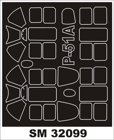 North-American P-51A Mustang canopy frame paint masks (inside and outside) (designed to be used with Hobbycraft kits)
